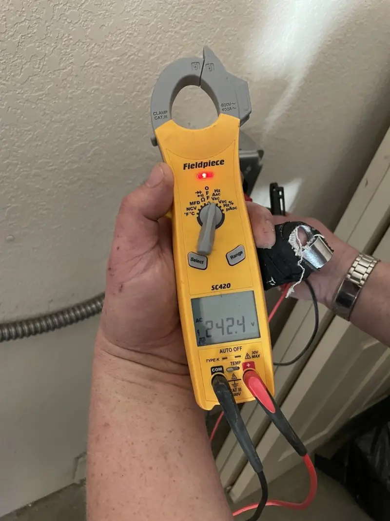 Voltage testing with clamp meter during Hot Tub / Pool Electrical Wiring in Queen Creek
